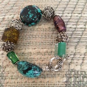 Turquoise and Bead Toggle Bracelet